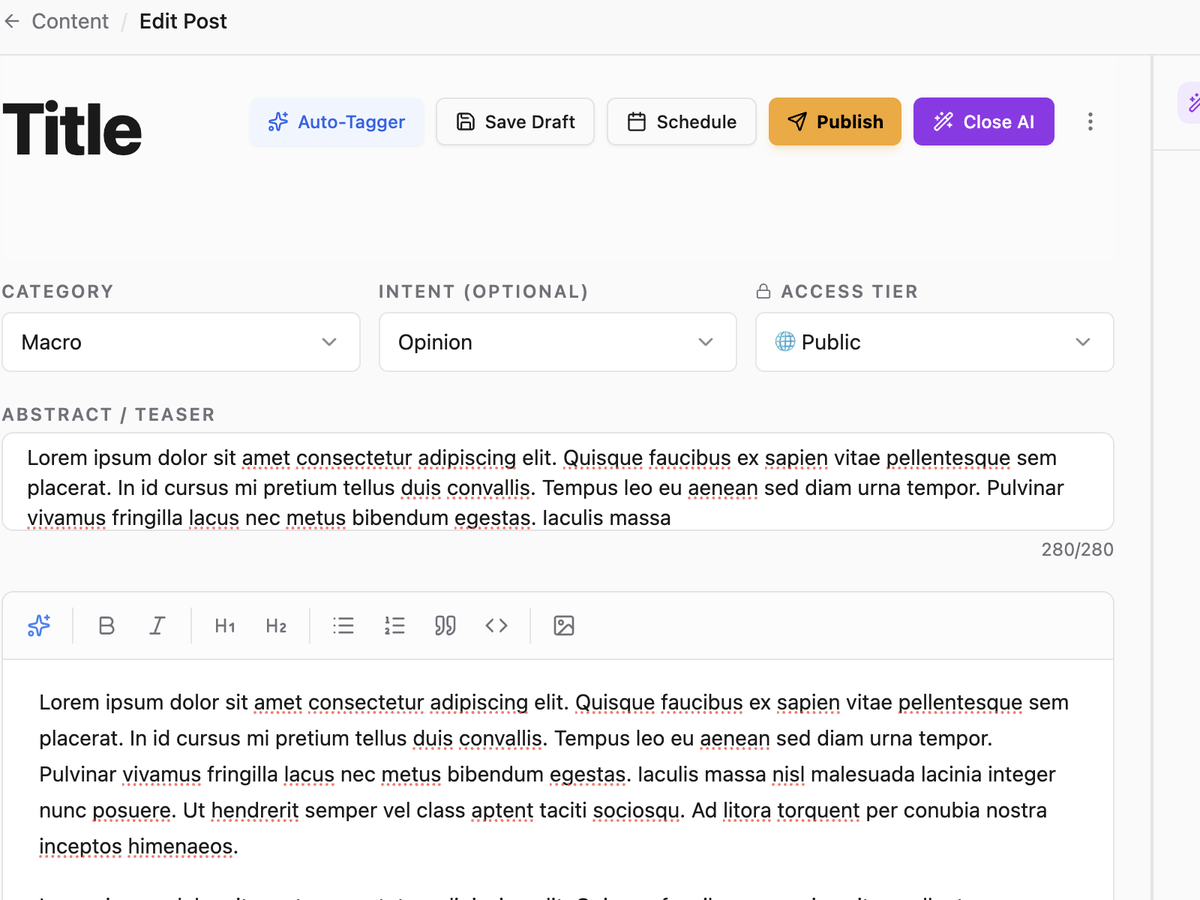 The editor's review bar with Save Draft, Schedule and Publish actions above a draft post.